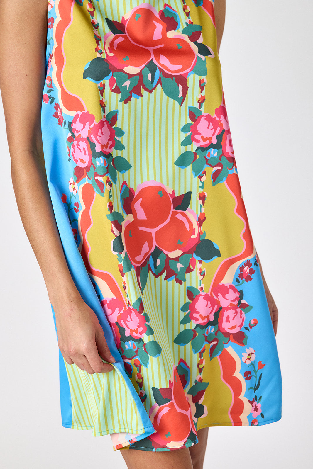 The Grove tent style mini dress on model — CROSBY by Mollie Burch
