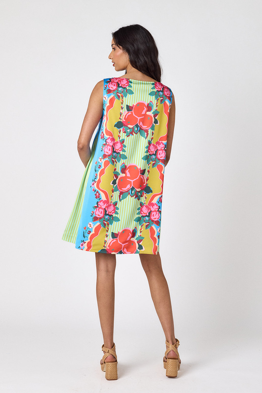 The Grove tent style mini dress on model — CROSBY by Mollie Burch