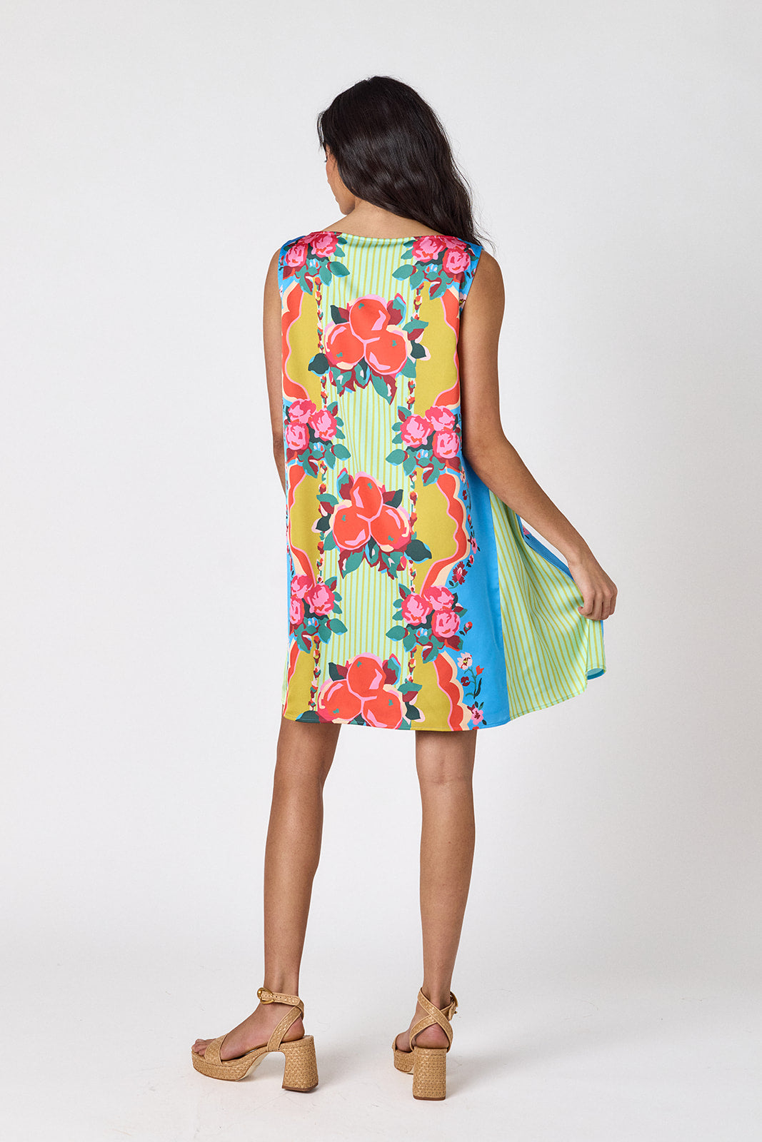The Grove tent style mini dress on model — CROSBY by Mollie Burch