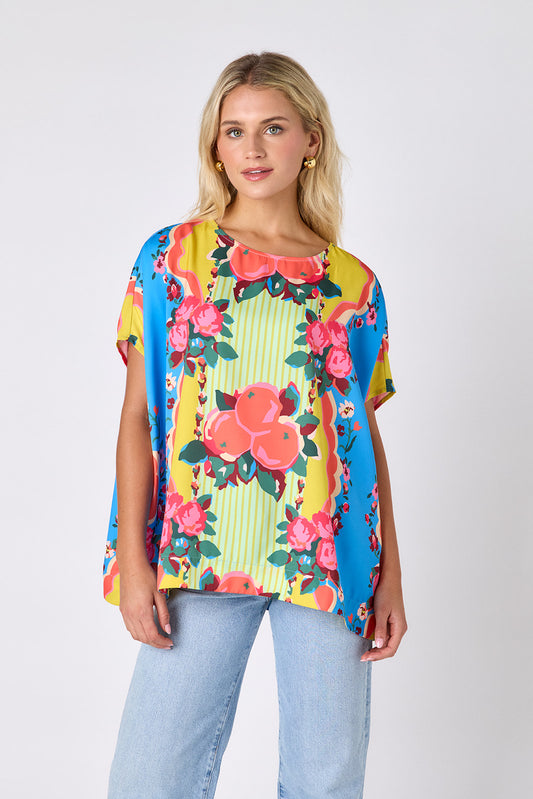 The Grove oversized short sleeve tunic on model — CROSBY by Mollie Burch