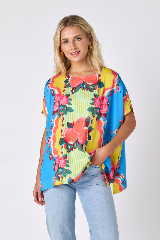 The Grove oversized short sleeve tunic on model — CROSBY by Mollie Burch