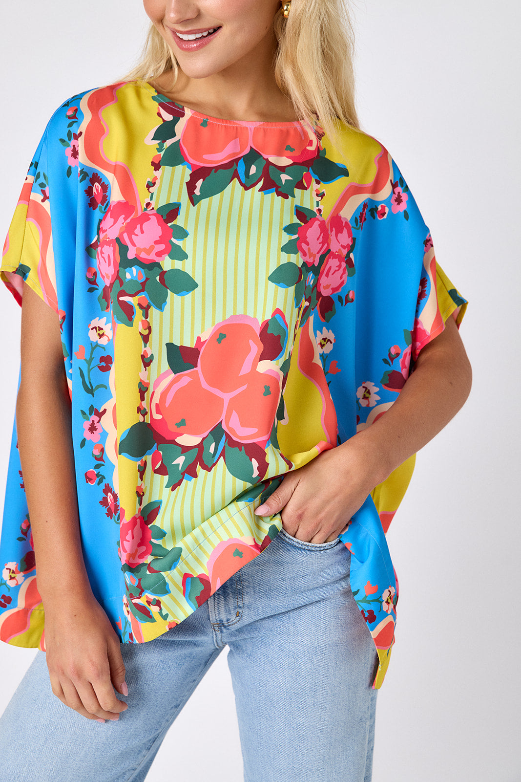 The Grove oversized short sleeve tunic on model — CROSBY by Mollie Burch