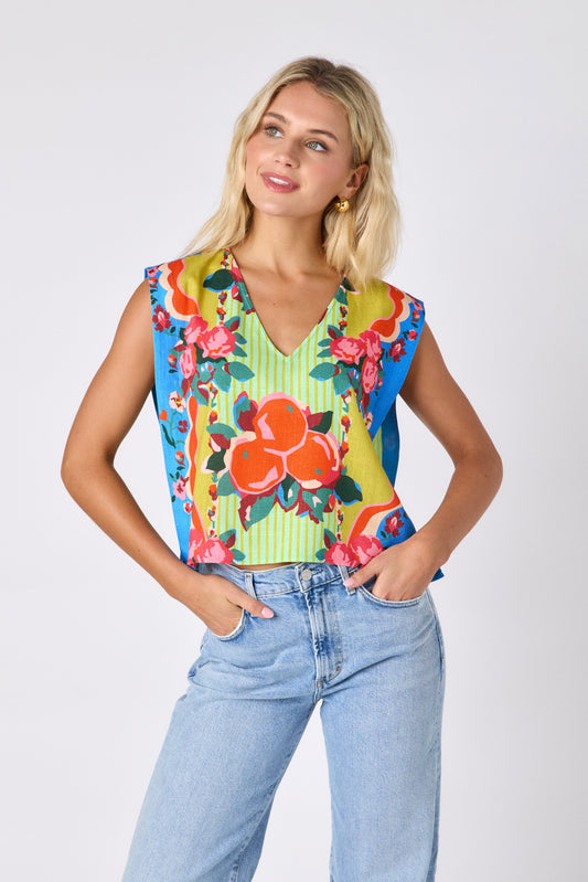 The Grove crop-length tank top with v-neck on model — CROSBY by Mollie Burch