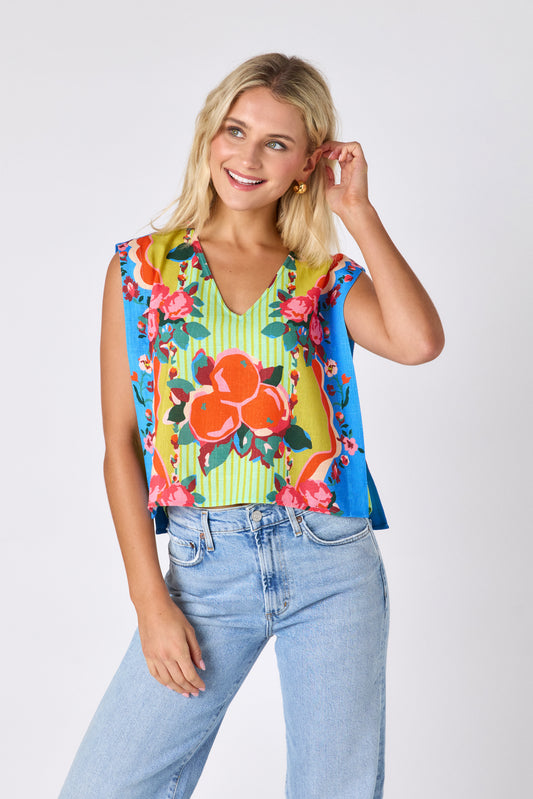 The Grove crop-length tank top with v-neck on model — CROSBY by Mollie Burch