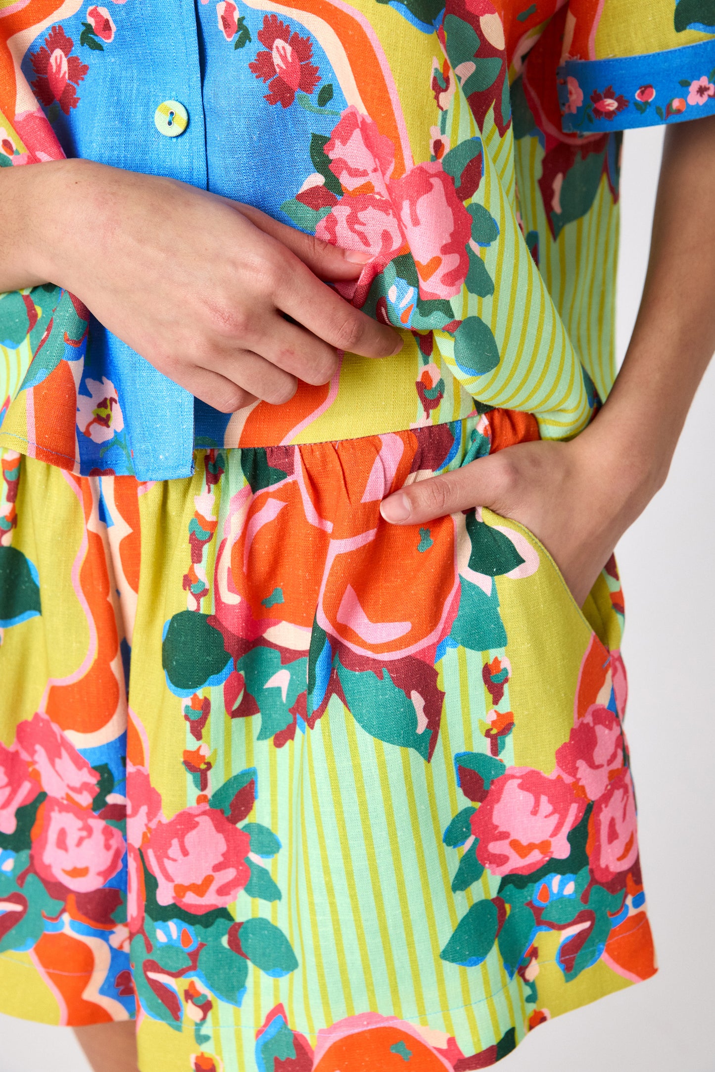 The Grove relaxed mid-thigh short on model — CROSBY by Mollie Burch