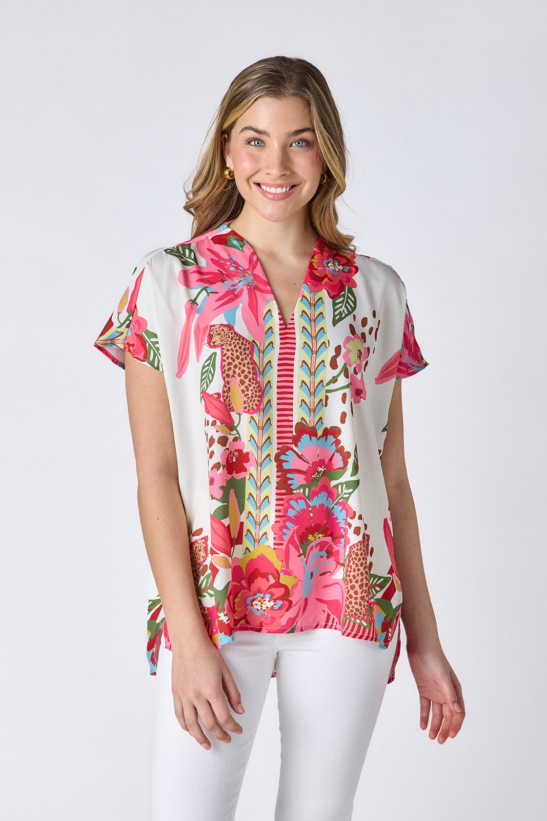 Wild Lily tunic top on model — CROSBY by Mollie Burch