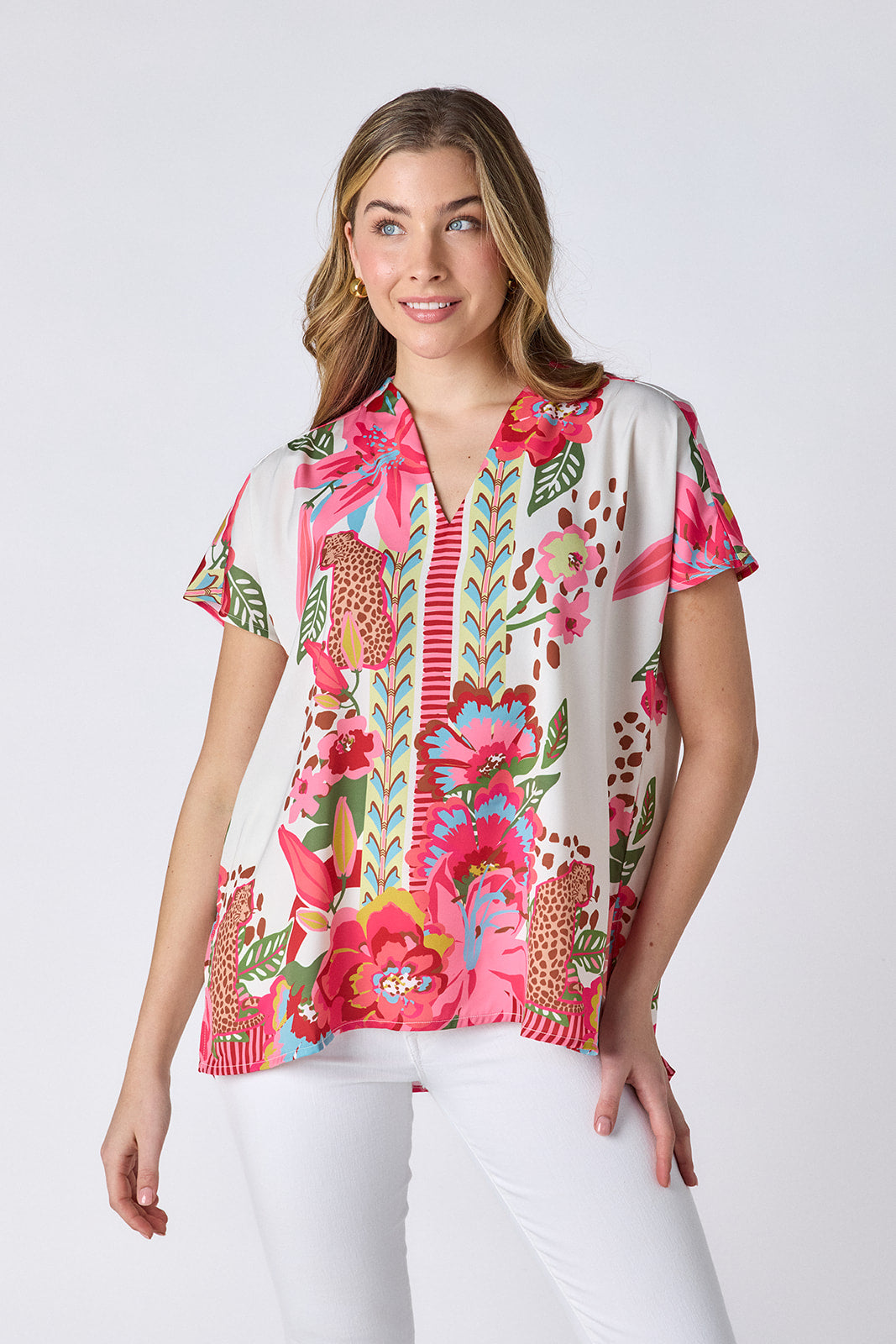 Wild Lily tunic top on model — CROSBY by Mollie Burch