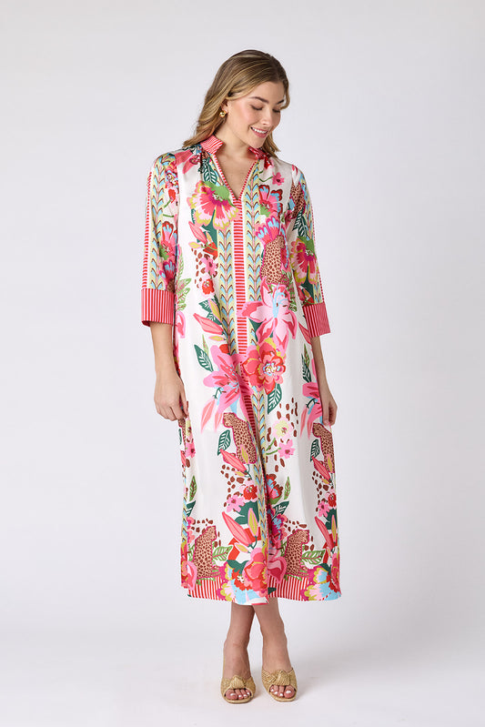 Wild Lily caftan style midi dress on model — CROSBY by Mollie Burch