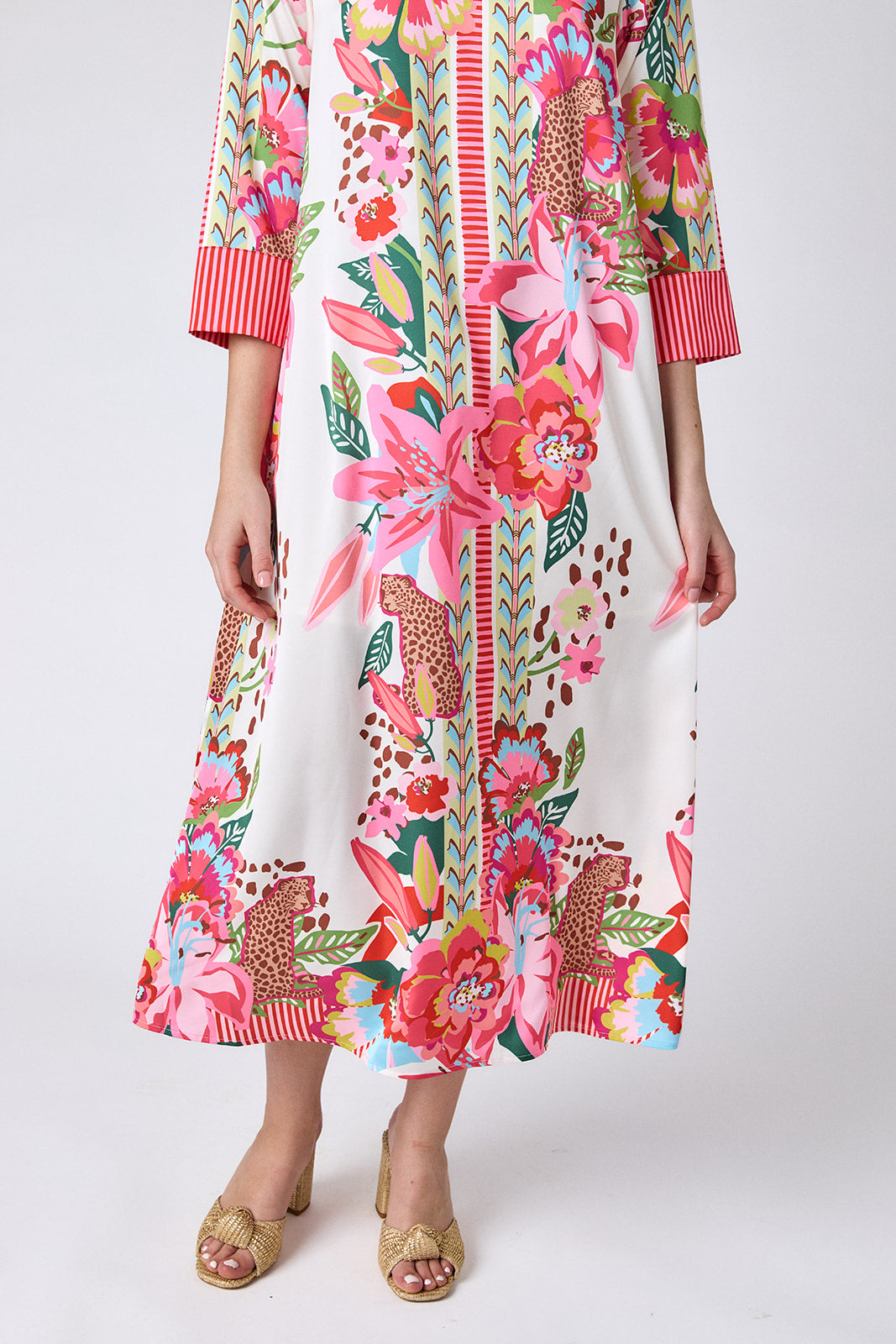Wild Lily caftan style midi dress on model — CROSBY by Mollie Burch