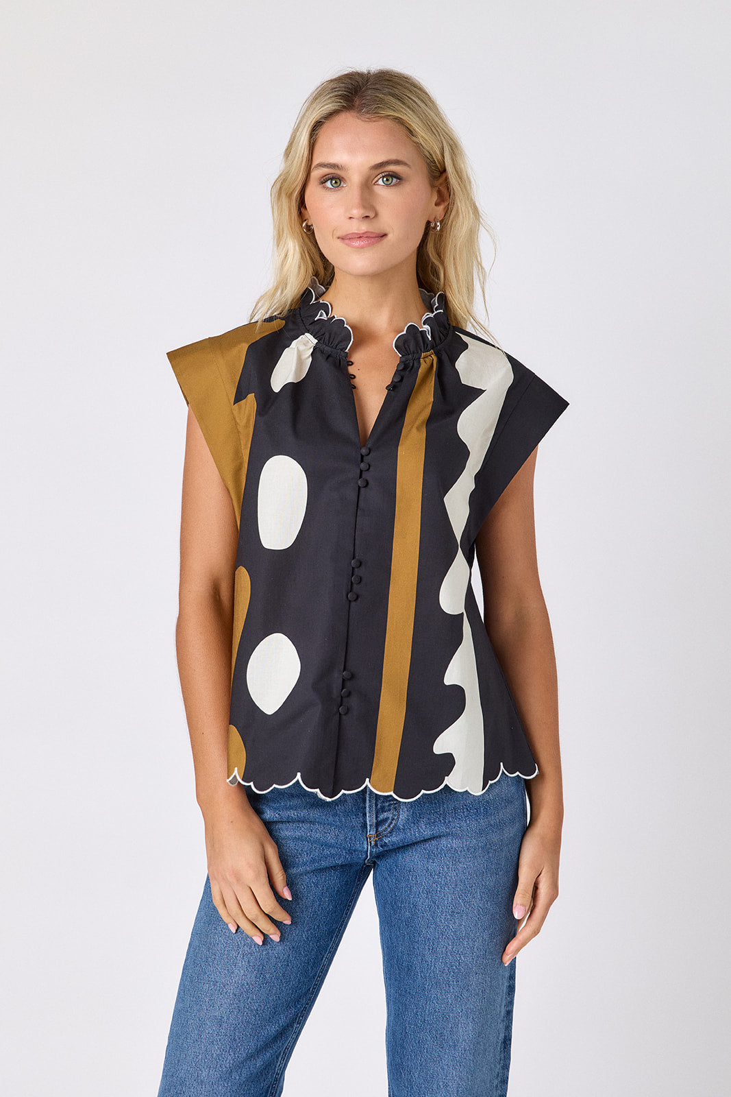 Field Study raglan style short sleeve top on model — CROSBY by Mollie Burch