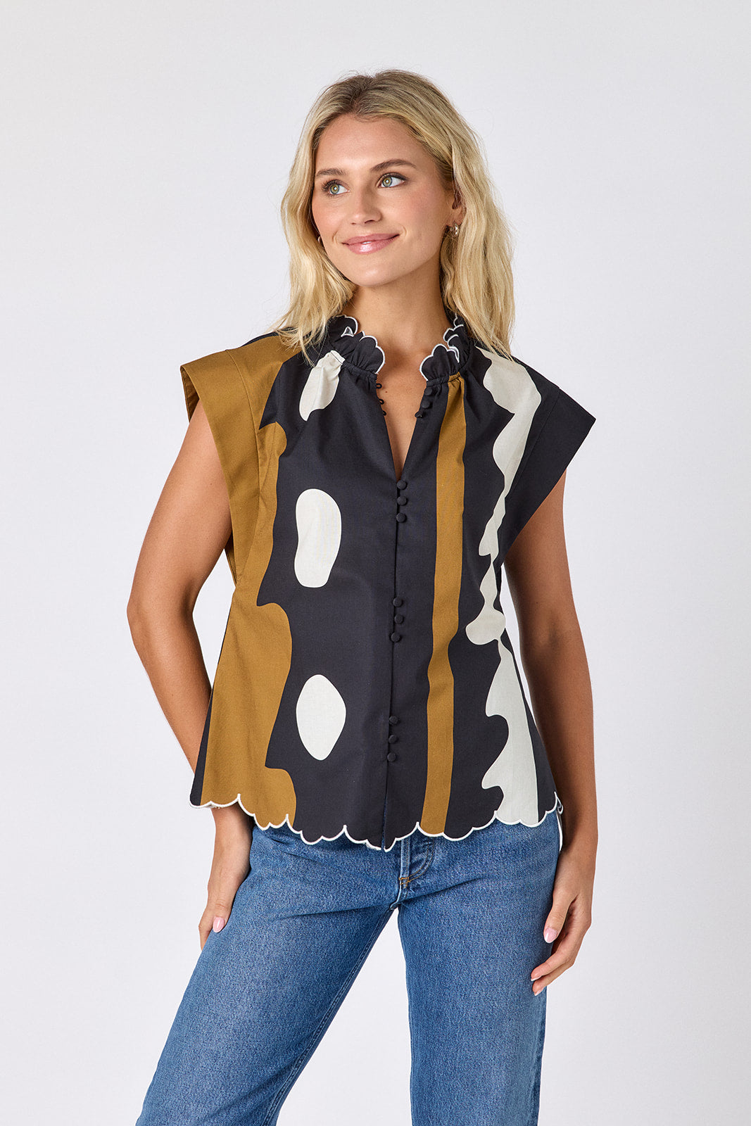 Field Study raglan style short sleeve top on model — CROSBY by Mollie Burch